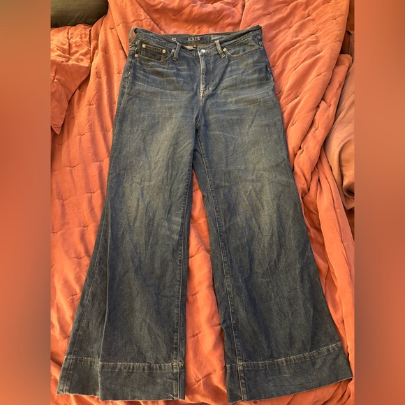 J. Crew Women's High-Rise Sailor Denim Trouser in a 1996 dark wash - Picture 2 of 3